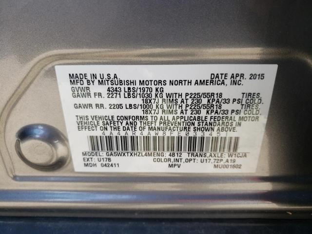 Photo 10 from auction – 2015 MITSUBISHI OUTLANDER with VIN 4A4AR4AW8FE033451