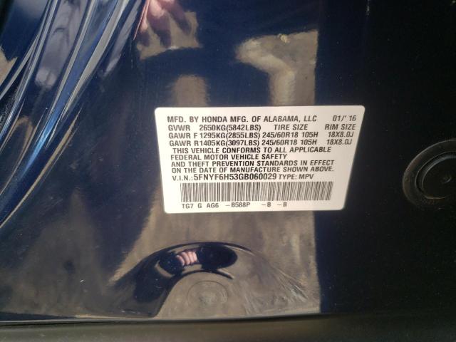 Photo 10 from auction – 2016 HONDA PILOT EXL with VIN 5FNYF6H53GB060029