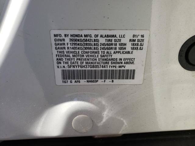 Photo 10 from auction – 2016 HONDA PILOT EX with VIN 5FNYF6H37GB057441