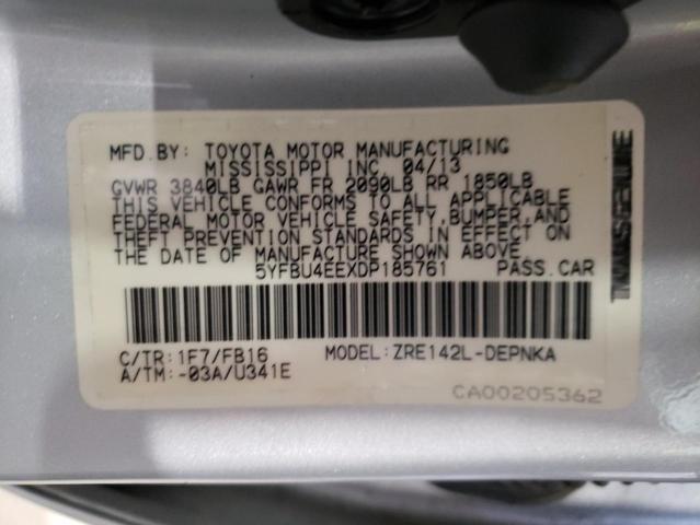Photo 10 from auction – 2013 TOYOTA COROLLA BA with VIN 5YFBU4EEXDP185761