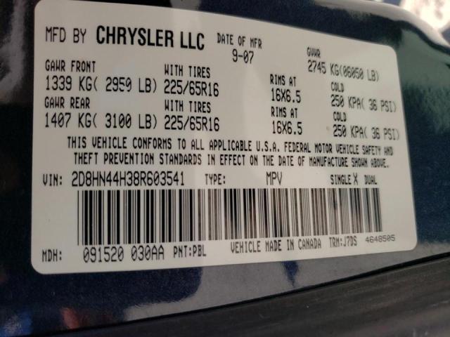 Photo 10 from auction – 2008 DODGE GRAND CARA with VIN 2D8HN44H38R603541