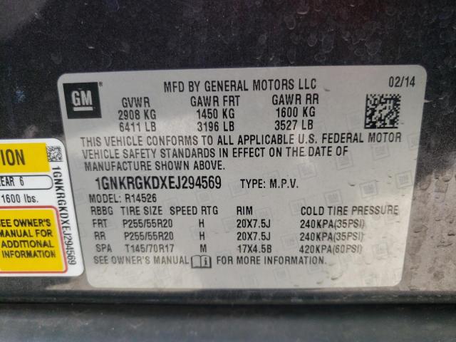 Photo 10 from auction – 2014 CHEVROLET TRAVERSE L with VIN 1GNKRGKDXEJ294569