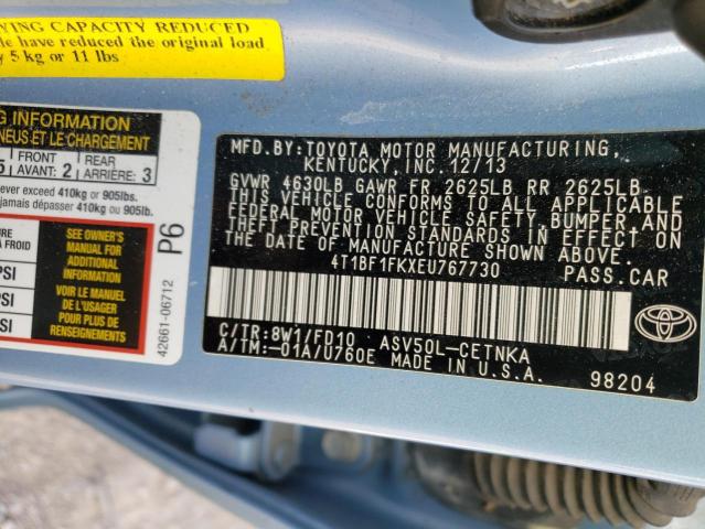 Photo 10 from auction – 2014 TOYOTA CAMRY L with VIN 4T1BF1FKXEU767730