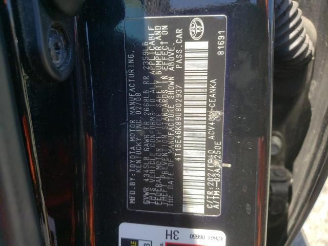 Photo 10 from auction – 2009 TOYOTA CAMRY with VIN 4T1BE46K89U802937