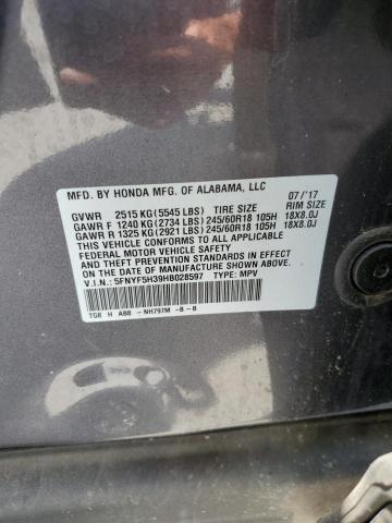 Photo 10 from auction – 2017 HONDA PILOT EX with VIN 5FNYF5H39HB028597