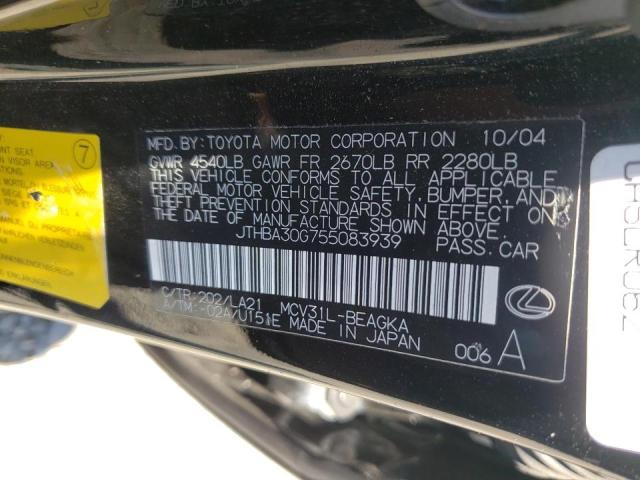 Photo 10 from auction – 2005 LEXUS ES 330 with VIN JTHBA30G755083939