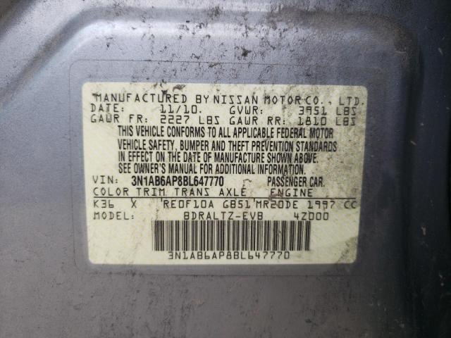 Photo 10 from auction – 2011 NISSAN SENTRA 2.0 with VIN 3N1AB6AP8BL647770