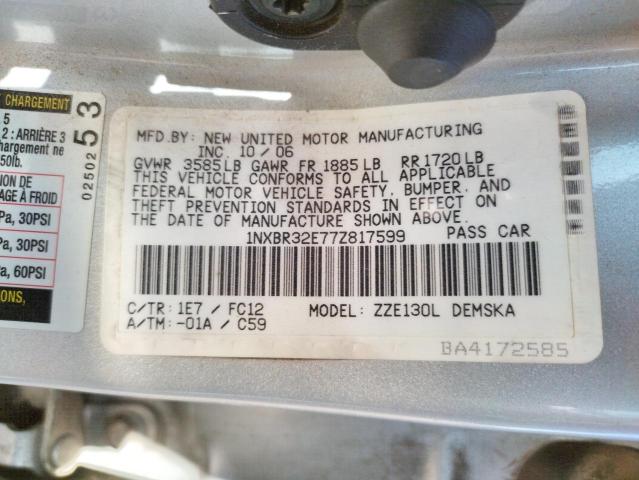 Photo 10 from auction – 2007 TOYOTA COROLLA with VIN 1NXBR32E77Z817599
