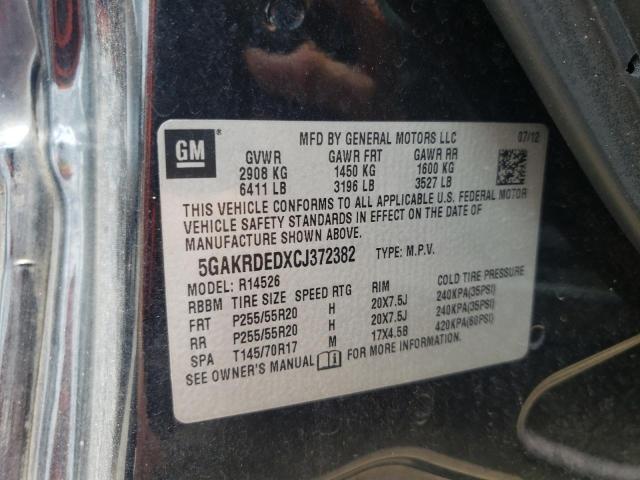 Photo 10 from auction – 2012 BUICK ENCLAVE with VIN 5GAKRDEDXCJ372382