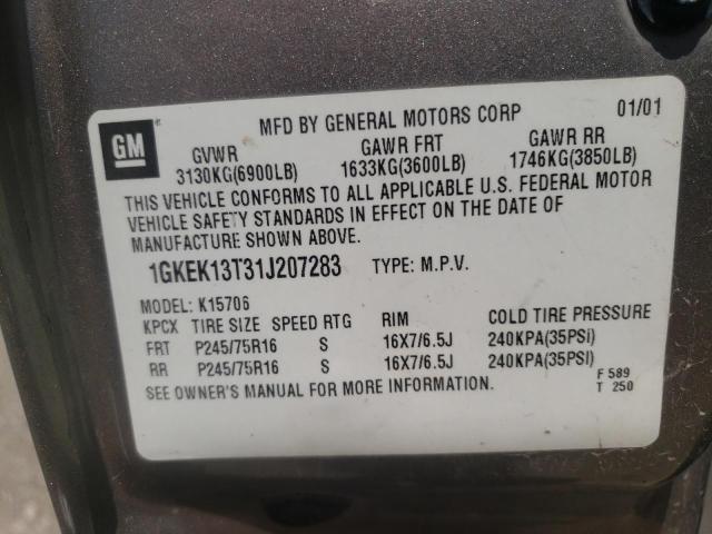 Photo 10 from auction – 2001 GMC YUKON with VIN 1GKEK13T31J207283