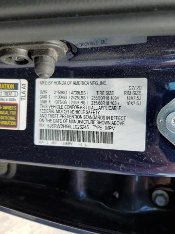 Photo 10 from auction – 2020 HONDA CRV with VIN 5J6RW2H56LL026245