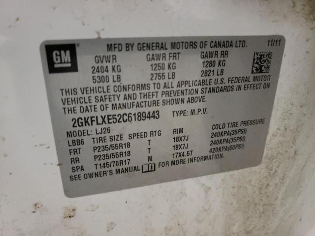Photo 10 from auction – 2012 GMC TERRAIN SL with VIN 2GKFLXE52C6189443