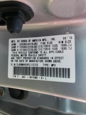 Photo 10 from auction – 2015 HONDA CR-V LX with VIN 5J6RM4H34FL112125