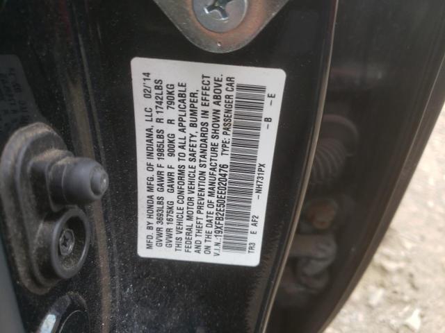 Photo 10 from auction – 2014 HONDA CIVIC LX with VIN 19XFB2E50EE020476
