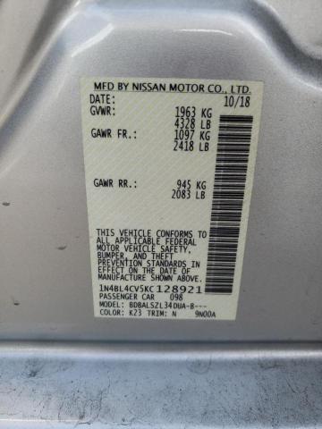 Photo 10 from auction – 2019 NISSAN ALTIMA SR with VIN 1N4BL4CV5KC128921