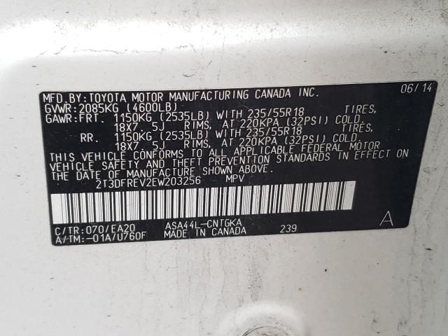 Photo 10 from auction – 2014 TOYOTA RAV4 LIMIT with VIN 2T3DFREV2EW203256