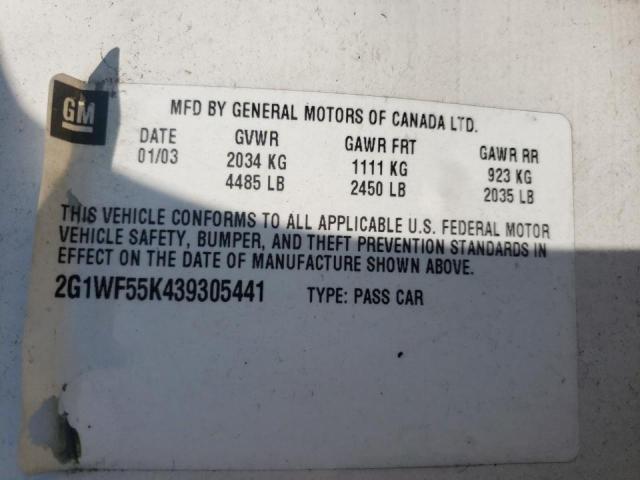 صورة رقم 10 من المزاد - 2003 CHEVROLET IMPALA مع VIN 2G1WF55K439305441