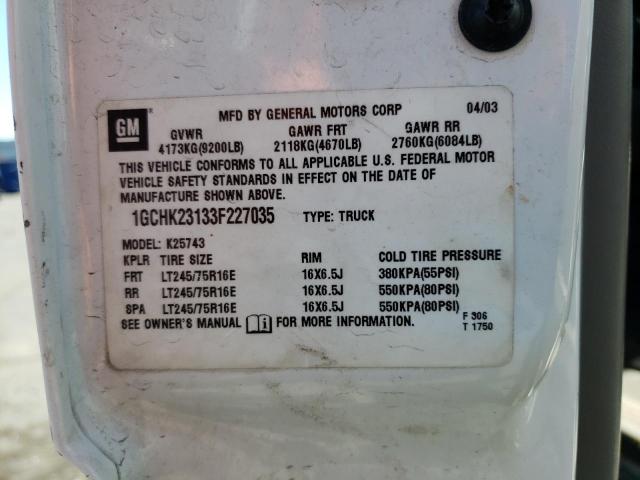 Photo 10 from auction – 2003 CHEVROLET SILVERADO with VIN 1GCHK23133F227035