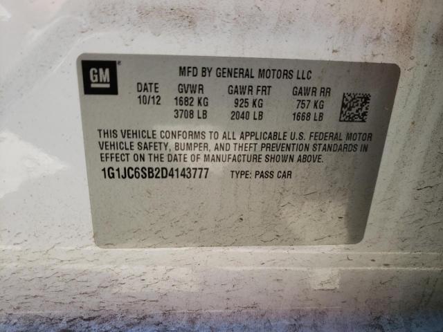 Photo 10 from auction – 2013 CHEVROLET SONIC LT with VIN 1G1JC6SB2D4143777