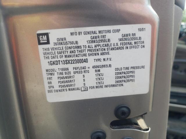 Photo 10 from auction – 2002 GMC ENVOY with VIN 1GKDT13SX22300040