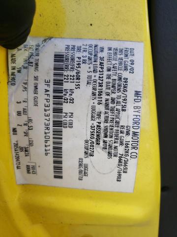 Photo 10 from auction – 2003 FORD FOCUS ZX3 with VIN 3FAFP31373R106116