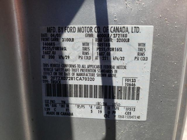 Photo 10 from auction – 2001 FORD F150 with VIN 2FTZX07281CA70320