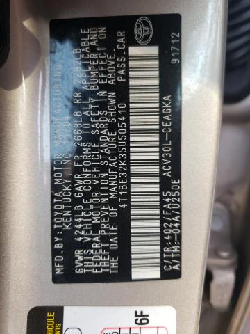 Photo 10 from auction – 2005 TOYOTA CAMRY LE with VIN 4T1BE32K35U505410