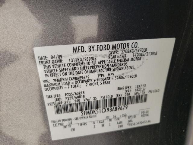 Photo 10 from auction – 2009 FORD FLEX SE with VIN 2FMDK51CX9BA89679