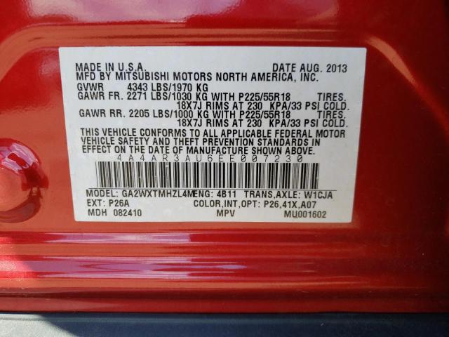 Photo 10 from auction – 2014 MITSUBISHI OUTLANDER with VIN 4A4AR3AU6EE007230