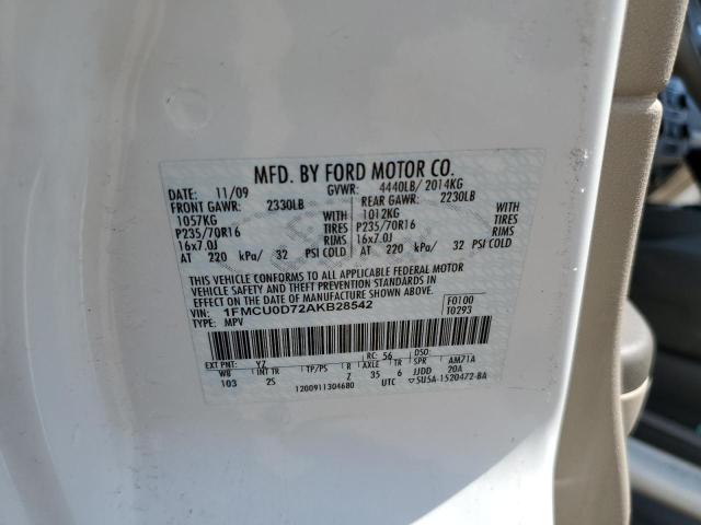 Photo 10 from auction – 2010 FORD ESCAPE with VIN 1FMCU0D72AKB28542