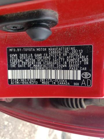Photo 10 from auction – 2014 TOYOTA COROLLA L with VIN 2T1BURHEXEC012557