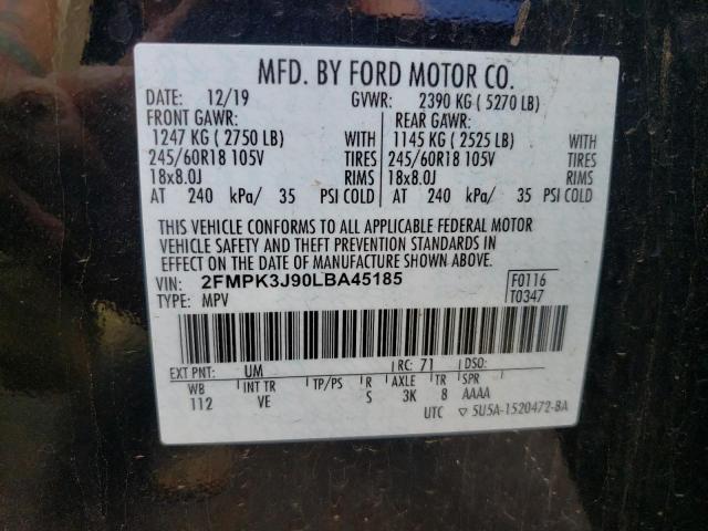 Photo 10 from auction – 2020 FORD EDGE SEL with VIN 2FMPK3J90LBA45185