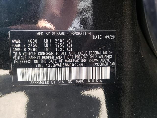Photo 10 from auction – 2021 SUBARU LEGACY PRE with VIN 4S3BWAD68M3002465