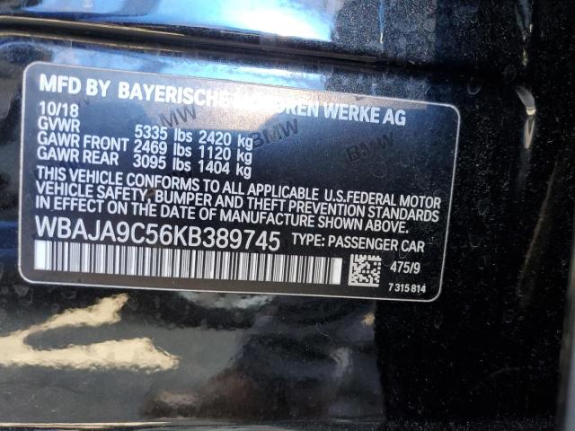 Photo 10 from auction – 2019 BMW 530E with VIN WBAJA9C56KB389745