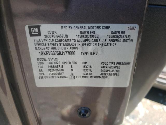 Photo 10 from auction – 2008 GMC ACADIA SLT with VIN 1GKEV33758J177686