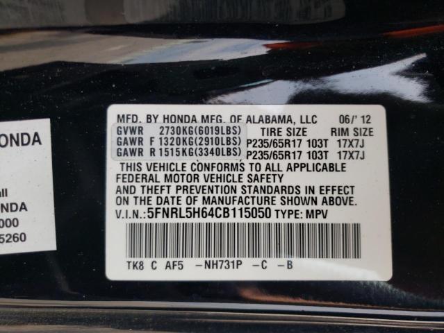 Photo 10 from auction – 2012 HONDA ODYSSEY with VIN 5FNRL5H64CB115050