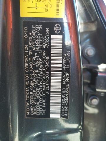 Photo 10 from auction – 2011 TOYOTA YARIS with VIN JTDBT4K30B1404248