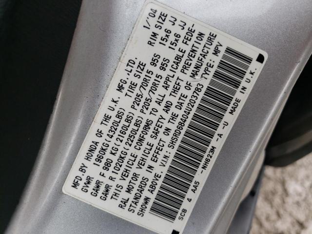 Photo 10 from auction – 2004 HONDA CR-V LX with VIN SHSRD68404U203783