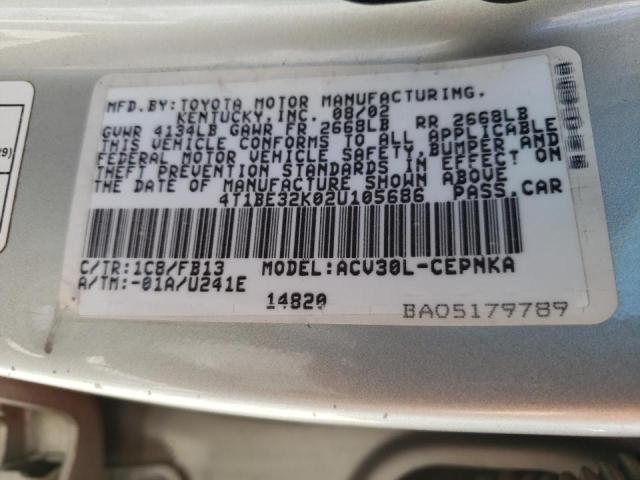 Photo 10 from auction – 2002 TOYOTA CAMRY LE with VIN 4T1BE32K02U105686