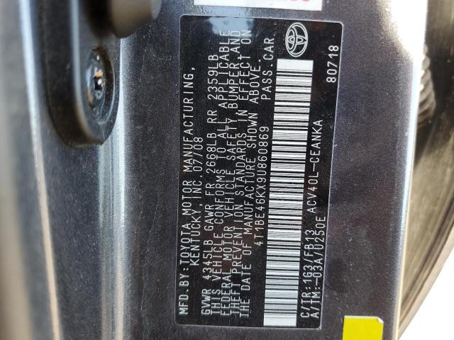 Photo 10 from auction – 2009 TOYOTA CAMRY BASE with VIN 4T1BE46KX9U860869