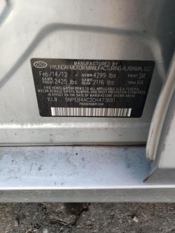 Photo 10 from auction – 2012 HYUNDAI SONATA GLS with VIN 5NPEB4AC2CH473681