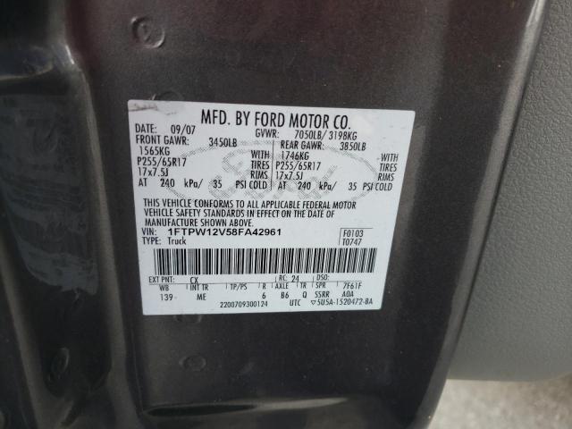 Photo 10 from auction – 2008 FORD F150 SUPER with VIN 1FTPW12V58FA42961