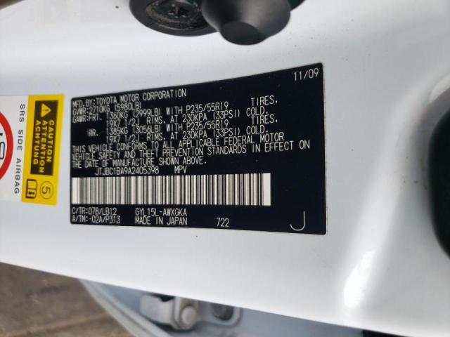 Photo 10 from auction – 2010 LEXUS RX 450 with VIN JTJBC1BA9A2405398