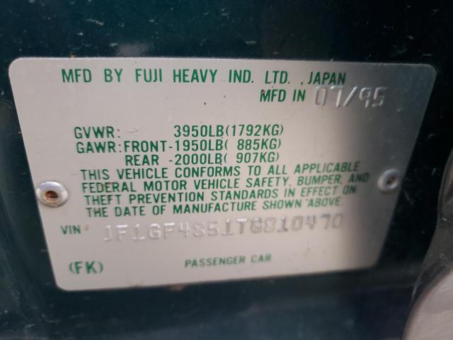 Photo 10 from auction – 1996 SUBARU IMPREZA OU with VIN JF1GF4851TG810470