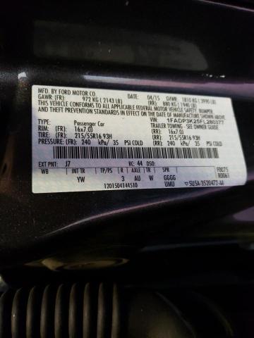 Photo 10 from auction – 2015 FORD FOCUS SE with VIN 1FADP3K25FL280377