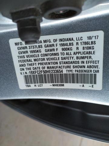 Photo 10 from auction – 2017 HONDA CIVIC LX with VIN 19XFC2F50HE233654