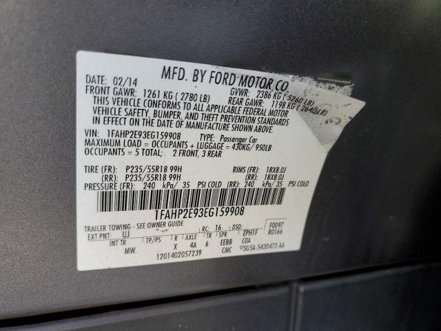 Photo 10 from auction – 2014 FORD TAURUS SEL with VIN 1FAHP2E93EG159908