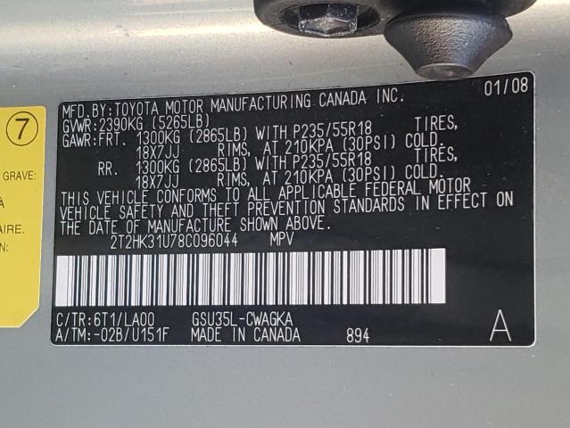 Photo 10 from auction – 2008 LEXUS RX 350 with VIN 2T2HK31U78C096044