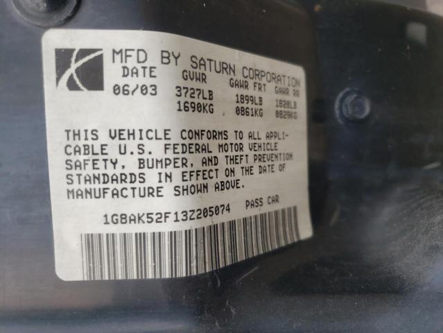 Photo 10 from auction – 2003 SATURN ION LEVEL with VIN 1G8AK52F13Z205074