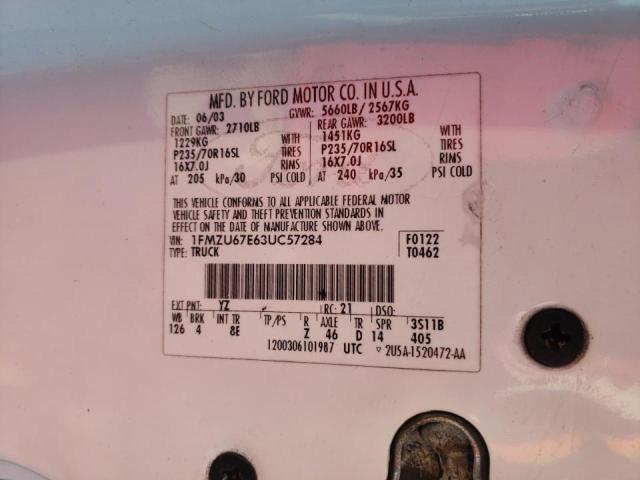 Photo 10 from auction – 2003 FORD EXPLORER S with VIN 1FMZU67E63UC57284